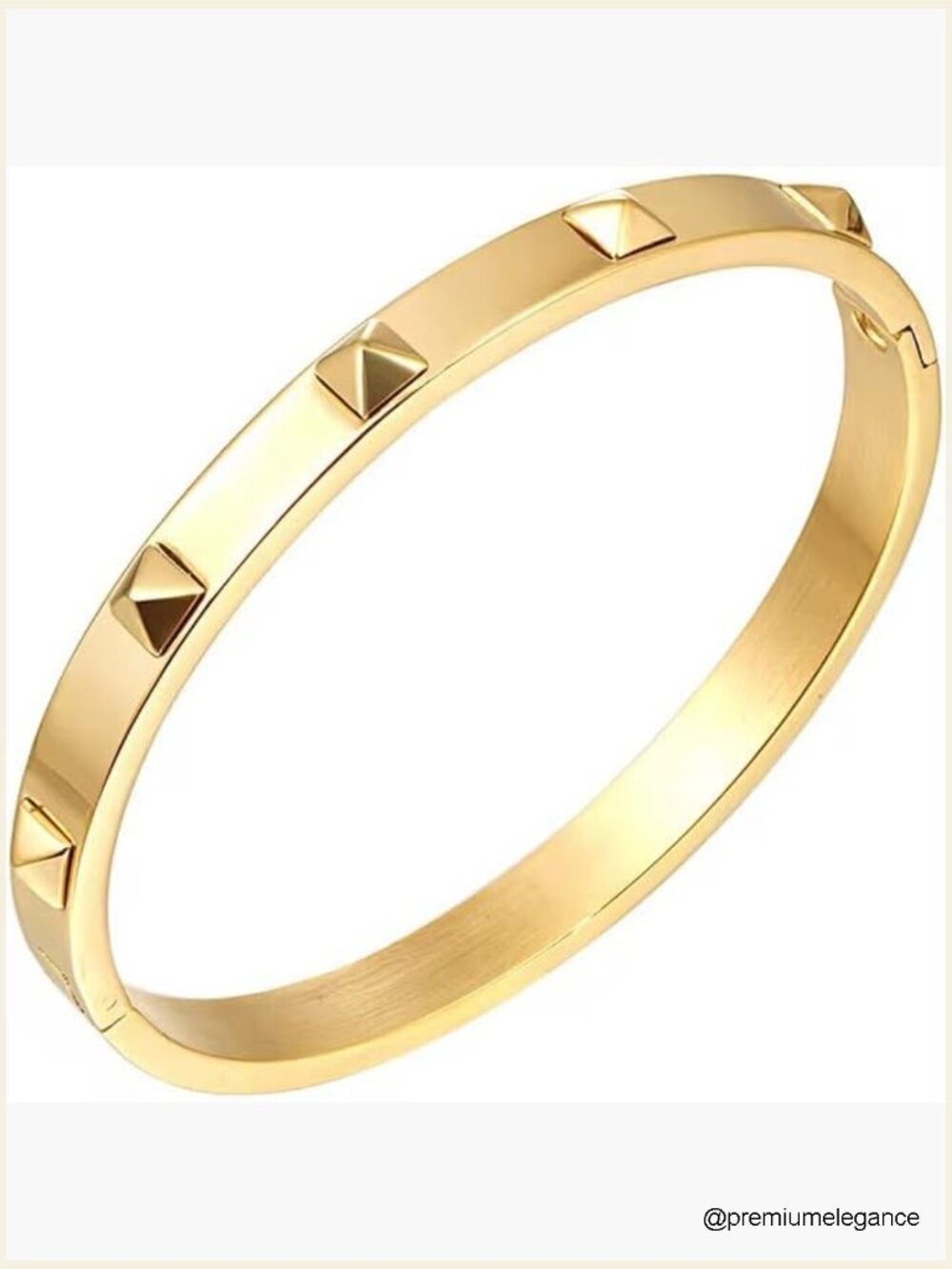 18K Gold Plated Stainless Steel Pyramid Design Bangle Bracelet